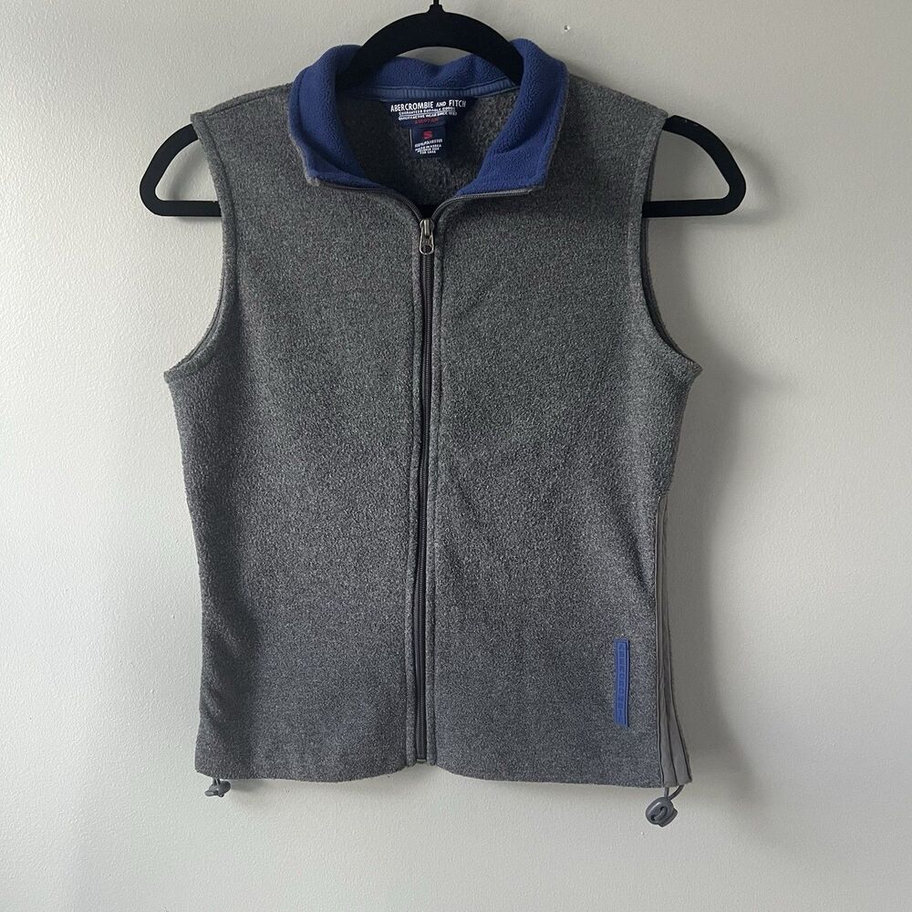 Abercrombie & Fitch Women's Vest Grey W Blue‎ Accents 1990s, Size Small